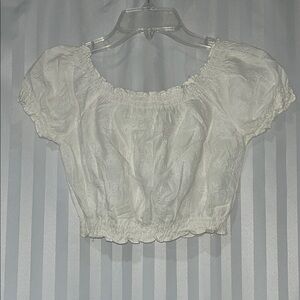 White Puff Short Sleeve Women's Crop Top